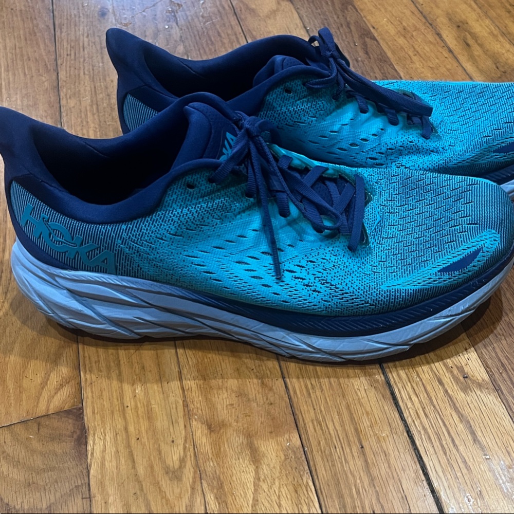 Hoka Teal and Navy Clifton 8 Size 12D - Picture 2 of 4